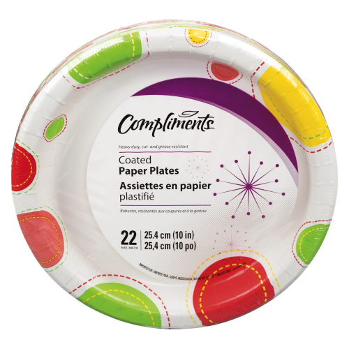 Compliments Paper Plates Coated 10" ea/22's