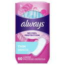 Always Pantiliner Thin Unscented  6x60's