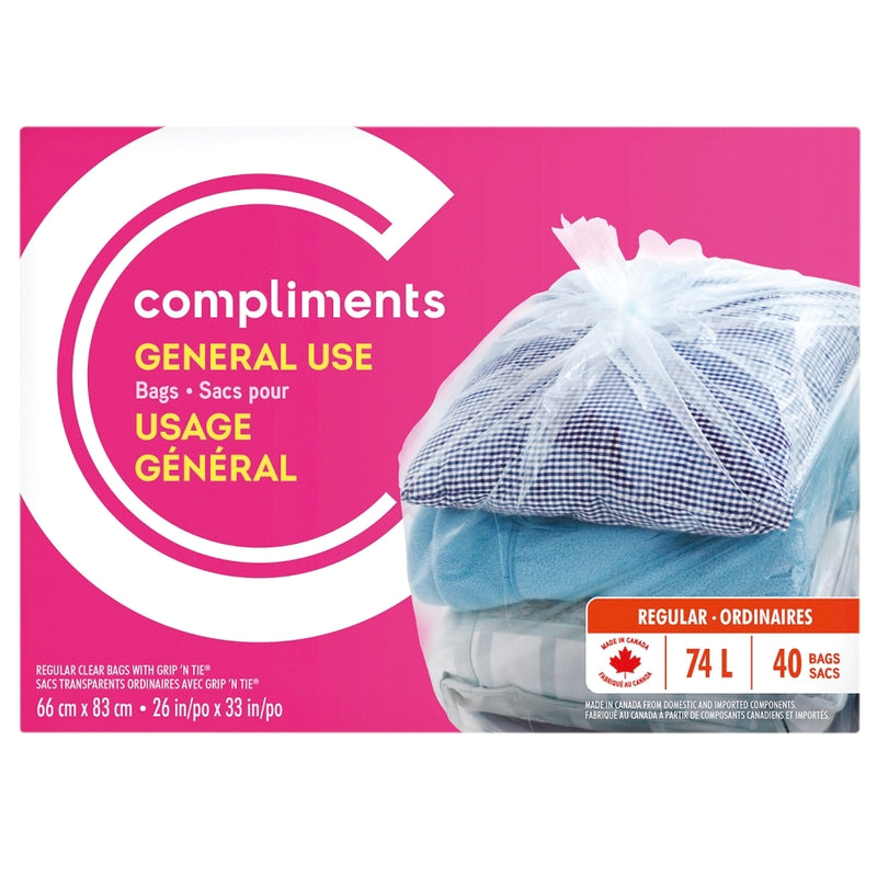 Compliments Clear Bags (74 lt) ea/40ct