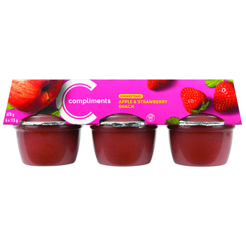 Compliments Apple Sauce Strawberry (6/pkg) ea/113g