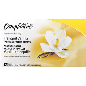 Compliments Dryer Sheets - Vanilla 6x120's