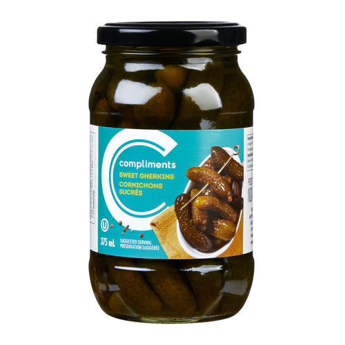 Compliments Pickles Sweet Gherkins  ea/375mL