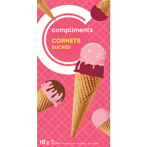 Compliments Ice Cream Cones - Sugar Cones 12x12's