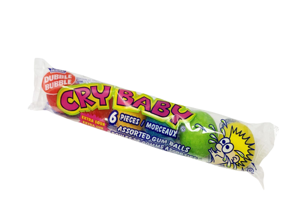 Dubble Bubble Gum Balls Tube Cry Baby 6pc 36x36g