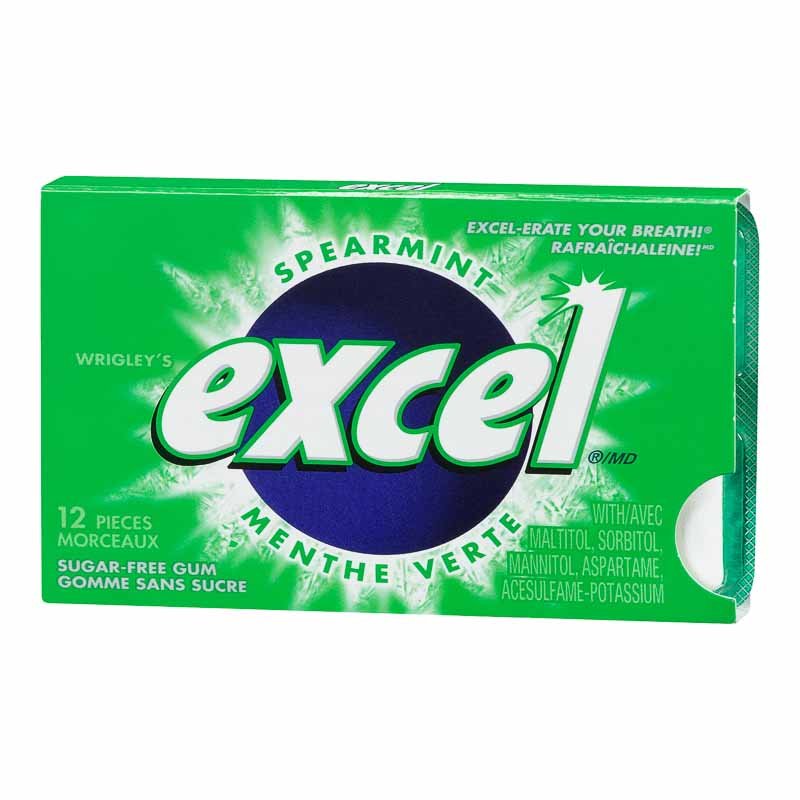 Excel Gum Spearmint 12pc 12/bx