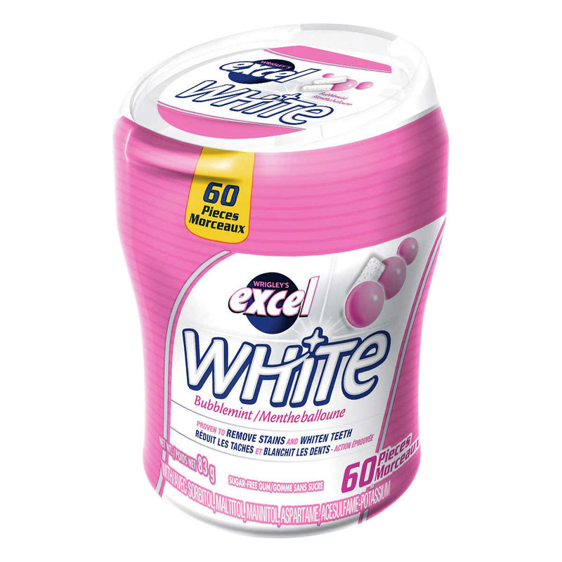 Excel Gum White Bubblemint Bottle 60pc 6/bx