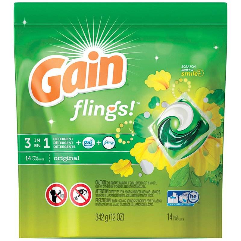 Gain Laundry Detergent - Flings (Original) 340g ea/16's