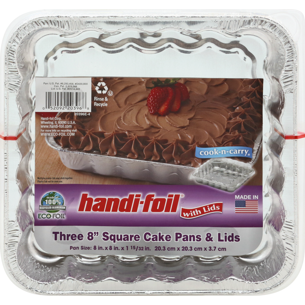 Handi Foil Cake Pans Square w/ Lid ea/3pk