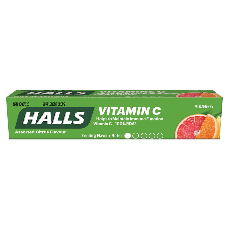 Halls Assorted Citrus Vitamin C 9pc 20/bx