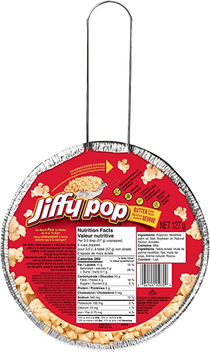 Jiffy Pop Popcorn - Butter (Pan) 12x127gr