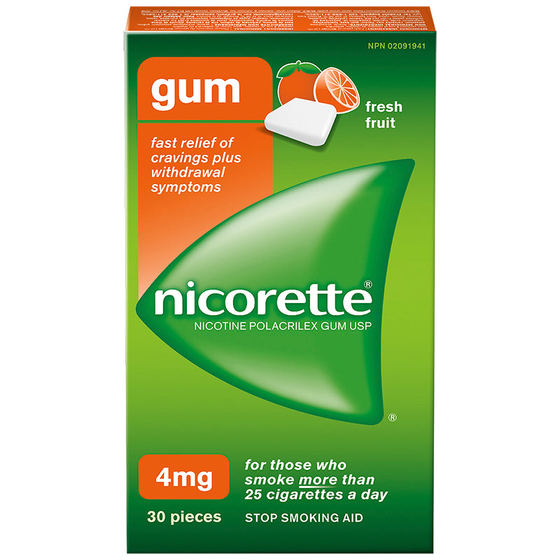 Nicorette Chewing Gum - Fresh Fruit (4mg) 12x30's