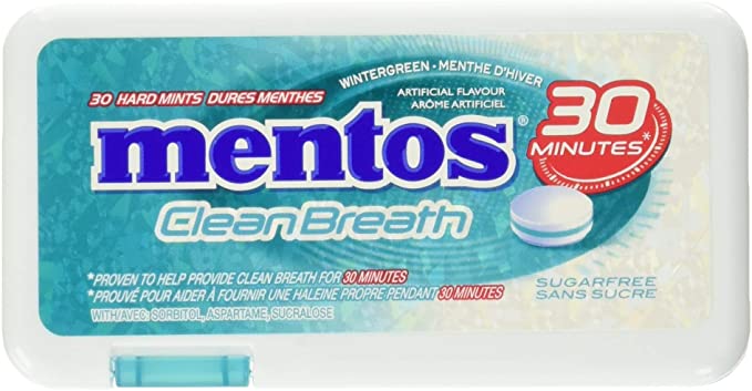 Mentos Clean Breath Mints Tins Wintergreen 30pc 12/bx