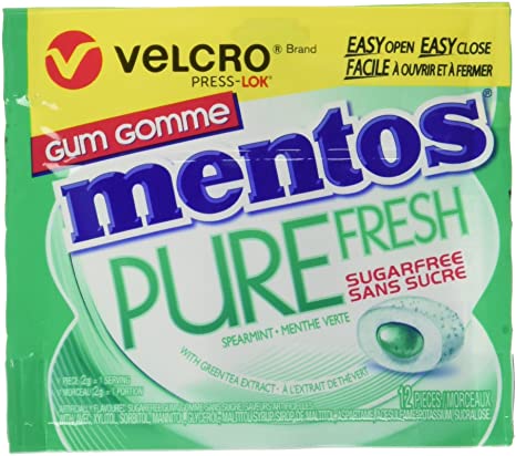 Mentos Pure Fresh Gum Spearmint Velcro 12pc 10x24g