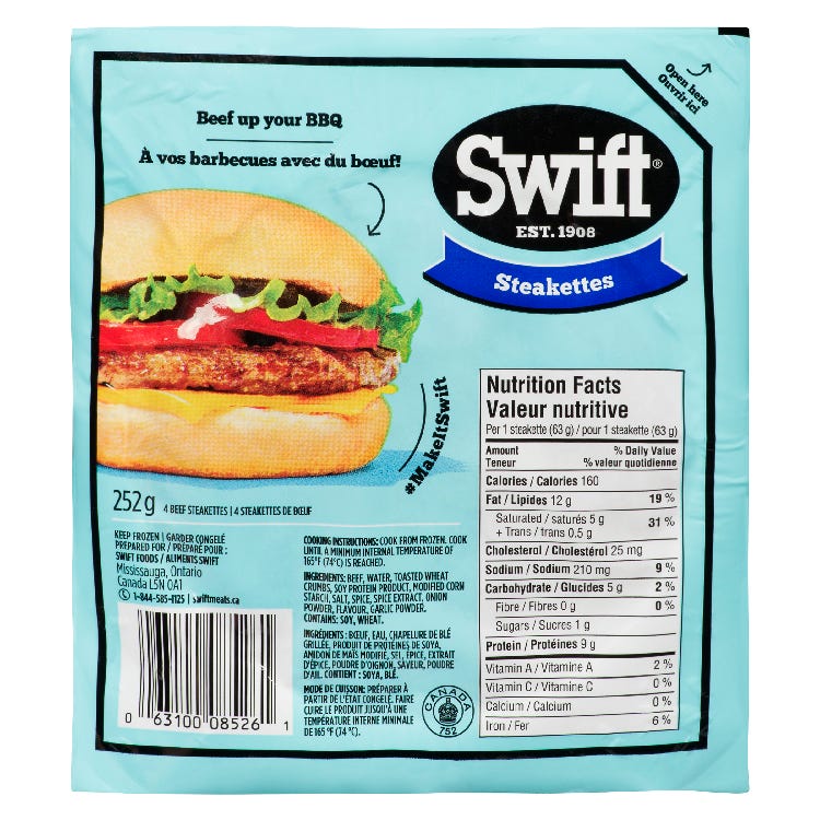 Swift Beef - Steakettes Frozen  24x252g
