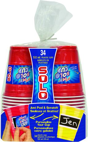 Solo Plastic Cup Red - Its My Cup 18oz ea/34pk