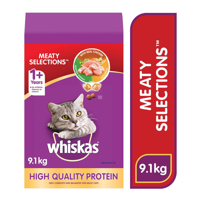 Whiskas Cat Food Dry - Meaty Selections  1x9.1kg