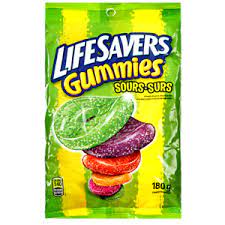 Lifesaver Peg Gummie Sour Assorted 12x180g