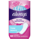 Always Pantiliner Thin Unscented  ea/60's